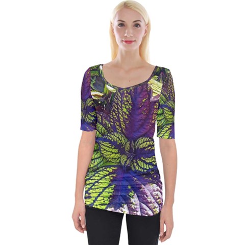 Dark Coleus Wide Neckline Tee by Riverwoman