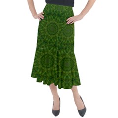 Fauna Nature Ornate Leaf Midi Mermaid Skirt by pepitasart