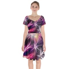 Fireworks Rocket Night Lights Flash Short Sleeve Bardot Dress by Bajindul