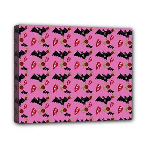Bat Rose Lips Pink Pattern Canvas 10  X 8  (stretched) by snowwhitegirl