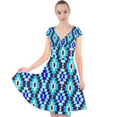 Abstract 18 1 Cap Sleeve Front Wrap Midi Dress by ArtworkByPatrick