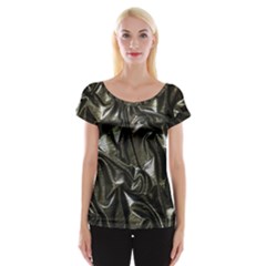 Metallic Silver Satin Cap Sleeve Top by retrotoomoderndesigns