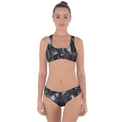 Metallic Silver Satin Criss Cross Bikini Set by retrotoomoderndesigns