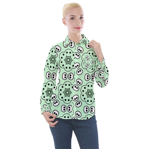 Background Texture Dots Pattern Women s Long Sleeve Pocket Shirt by Vaneshart