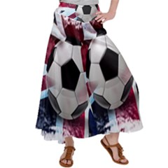 Soccer Ball With Great Britain Flag Satin Palazzo Pants by Vaneshart
