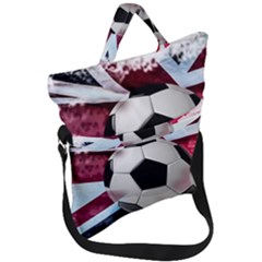 Soccer Ball With Great Britain Flag Fold Over Handle Tote Bag by Vaneshart