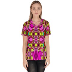 Abstract Background Pattern Women s V-neck Scrub Top by Vaneshart