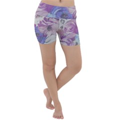 Floral Vintage Wallpaper Pattern Lightweight Velour Yoga Shorts by Vaneshart