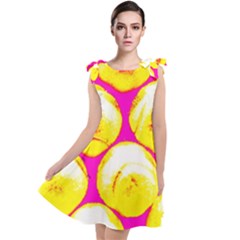 Pop Art Tennis Balls Tie Up Tunic Dress by essentialimage