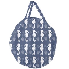 Seahorse Shell Pattern Giant Round Zipper Tote by Vaneshart