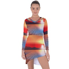 Sunset Water River Sea Sunrays Asymmetric Cut-out Shift Dress by Mariart