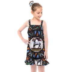 Spain Catalonia Montserrat Church  Stained Glass Kids  Overall Dress by Wegoenart