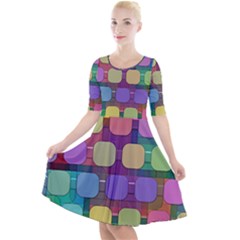 Pattern  Quarter Sleeve A-line Dress by Sobalvarro