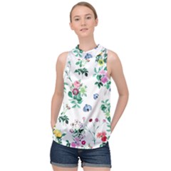 Leaves High Neck Satin Top by Sobalvarro