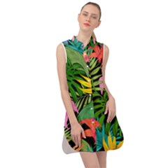 Tropical Greens Sleeveless Shirt Dress by Sobalvarro