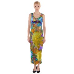 Apo Flower Power Fitted Maxi Dress by WolfepawFractals