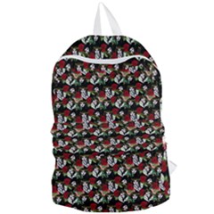 Vintage Hippie Girl Pattern Black Foldable Lightweight Backpack by snowwhitegirl