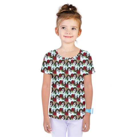 Vintage Hippie Girl Pattern Blue Kids  One Piece Tee by snowwhitegirl