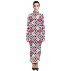 Romboidal Vector Pattern Turtleneck Maxi Dress by Vaneshart
