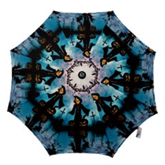 Funny Halloween Design With Skeleton, Pumpkin And Owl Hook Handle Umbrellas (medium) by FantasyWorld7