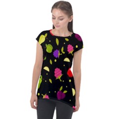 Vector Seamless Summer Fruits Pattern Colorful Cartoon Background Cap Sleeve High Low Top by Vaneshart