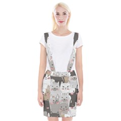 Hand Draw Cats Seamless Pattern Braces Suspender Skirt by Vaneshart