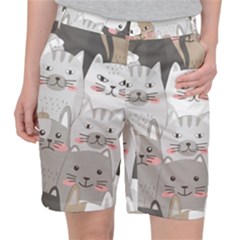 Hand Draw Cats Seamless Pattern Pocket Shorts by Vaneshart