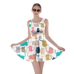 Cute Seamless Pattern Happy Kitty Kitten Cat Skater Dress by Vaneshart