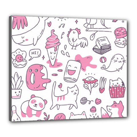 Set Kawaii Doodles Canvas 24  X 20  (stretched) by Vaneshart