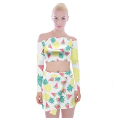 Vector Seamless Pattern With Pineapples Off Shoulder Top With Mini Skirt Set by Vaneshart