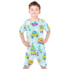 Transport Toy Seamless Pattern Kids  Tee And Shorts Set by Vaneshart