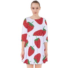 Seamless Pattern Fresh Strawberry Smock Dress by Vaneshart