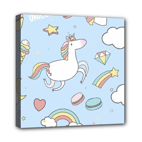 Unicorn Seamless Pattern Background Vector Mini Canvas 8  X 8  (stretched) by Sobalvarro