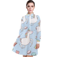 Unicorn Seamless Pattern Background Vector Long Sleeve Chiffon Shirt Dress by Sobalvarro