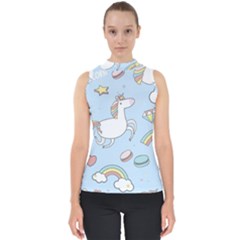 Unicorn Seamless Pattern Background Vector Mock Neck Shell Top by Sobalvarro