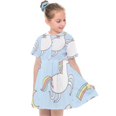 Unicorn Seamless Pattern Background Vector Kids  Sailor Dress by Sobalvarro