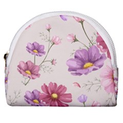 Vector Hand Drawn Cosmos Flower Pattern Horseshoe Style Canvas Pouch by Sobalvarro