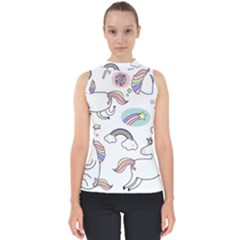 Cute Unicorns With Magical Elements Vector Mock Neck Shell Top by Sobalvarro