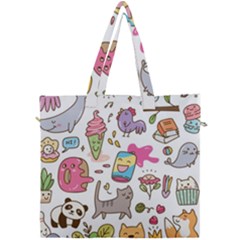 Set Kawaii Doodles Canvas Travel Bag by Vaneshart