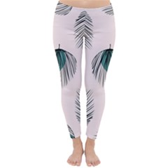 Green Tropical Leaves Seamless Pattern Classic Winter Leggings by Vaneshart