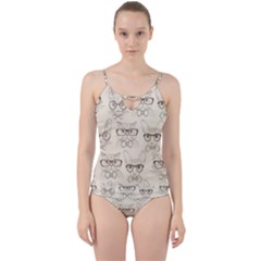 Seamless Pattern Hand Drawn Cats With Hipster Accessories Cut Out Top Tankini Set by Vaneshart