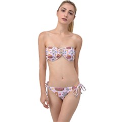 Cat Seamless Pattern Twist Bandeau Bikini Set by Vaneshart