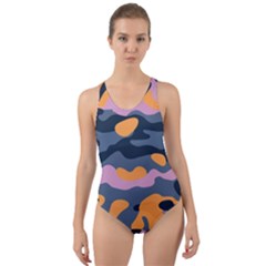 Camouflage Background Textile Uniform Seamless Pattern Cut-out Back One Piece Swimsuit by Vaneshart