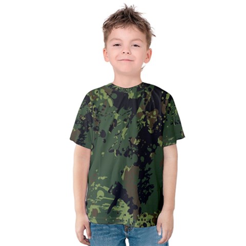 Military Background Grunge Style Kids  Cotton Tee by Vaneshart