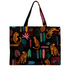 Vector Seamless Pattern With Leopards Zipper Mini Tote Bag by Vaneshart