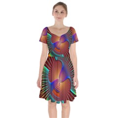 Lines Rays Background Light Rainbow Short Sleeve Bardot Dress by Bajindul