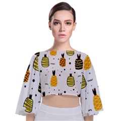 Pineapples Tie Back Butterfly Sleeve Chiffon Top by Sobalvarro