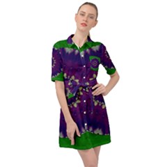 Mandala In Leaves,on Beautiful Leaves In Bohemian Style Belted Shirt Dress by pepitasart
