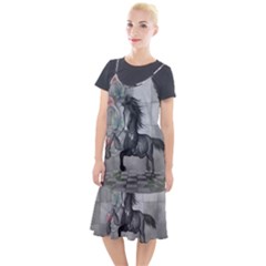 Wonderful Black And White Horse Camis Fishtail Dress by FantasyWorld7