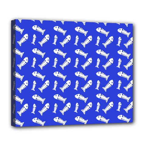 Fish Royal Blue Deluxe Canvas 24  X 20  (stretched) by snowwhitegirl